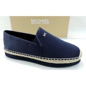 Michael Kors Size 7.5 Hastings Slip On Espadrille Flat Admiral Navy Canvas